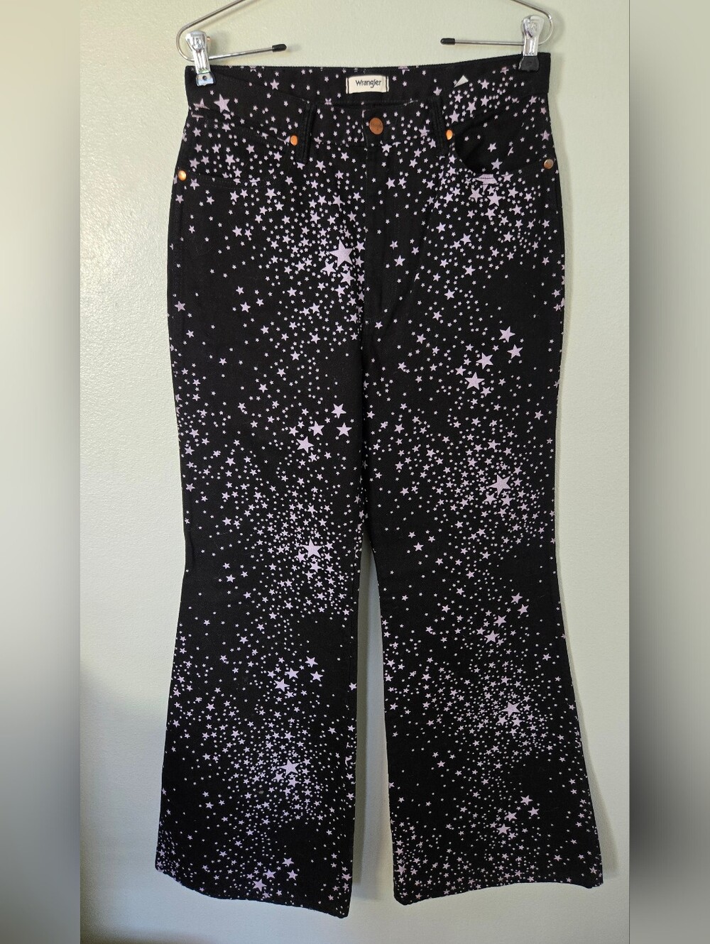 Wrangler | Black Wanderer High Rise Flare Pant In Star Struck Size 29 - Picture 4 of 13